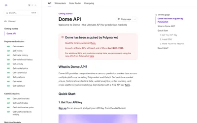 Official notice that Dome was acquired and its API reached end of life.
