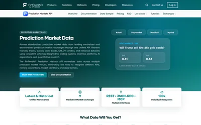 FinFeedAPI Prediction Markets: API products and integration entry points.