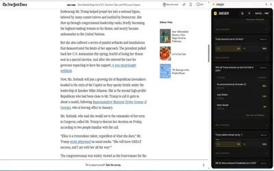 Official store demo: markets matched to an article in the Jaeger side panel.