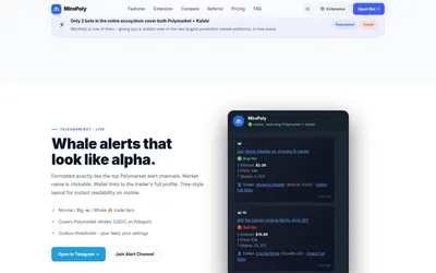 MiroPoly: Provider demonstration of Telegram whale-trade messages and linked market actions.