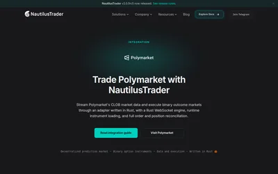 NautilusTrader: Polymarket adapter scope and integration-guide entry point.