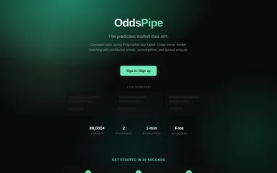 OddsPipe: Cross-venue market and spread API overview.
