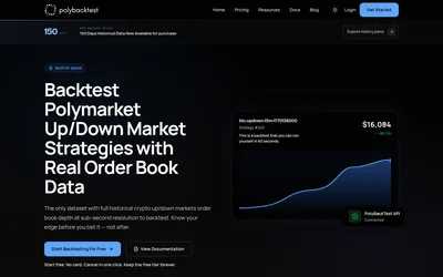 PolyBackTest: Historical Up/Down strategy research with a provider backtest example.