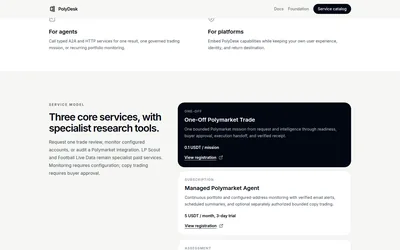 PolyDesk: Service catalog for individual trades, managed agents and integration audits.