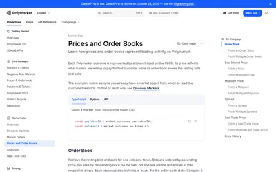 Polymarket CLOB API: Official price and order-book query documentation.