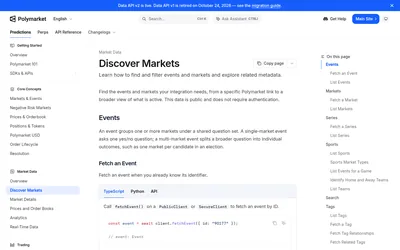 Polymarket Gamma API: Official market-discovery documentation.