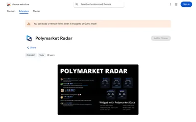 Polymarket Radar — Chrome store listing and provider interface preview