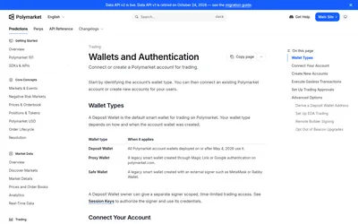 Polymarket Relayer API: Official account and wallet-operation setup.