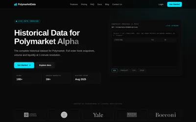 PolymarketData: Historical data API and delivery overview.