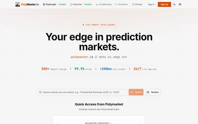 PolyMaster: Market URL input and research-tool entry points.