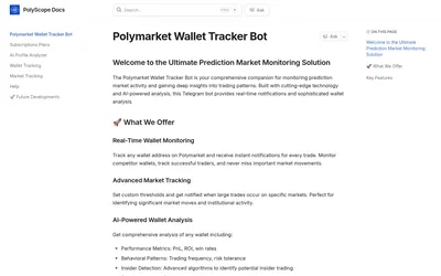 PolyScope Bot: Wallet and market-monitoring documentation.