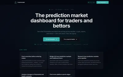 PredictionBell: Trader and sports-research modes with supported use cases.