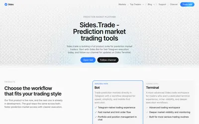 Sides Bot: Telegram bot and planned terminal presented as separate products.