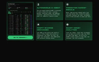 AIXBET: Smart-money signal and analytics feature overview.