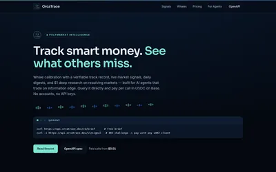 OrcaTrace: Agent API entry point and free brief example.