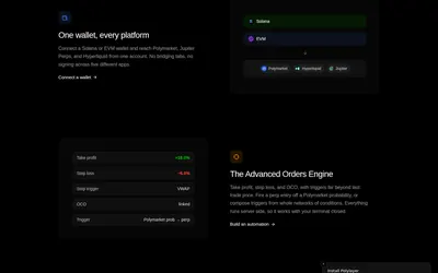 Polylayer: Wallet connectivity and advanced order-engine preview.