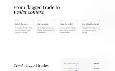 PolyTrack: Flagged-trade workflow and provider preview of trade context.