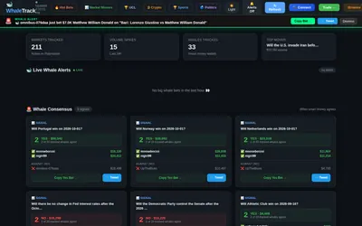 WhaleTrack: Public whale-consensus and market-monitoring dashboard.