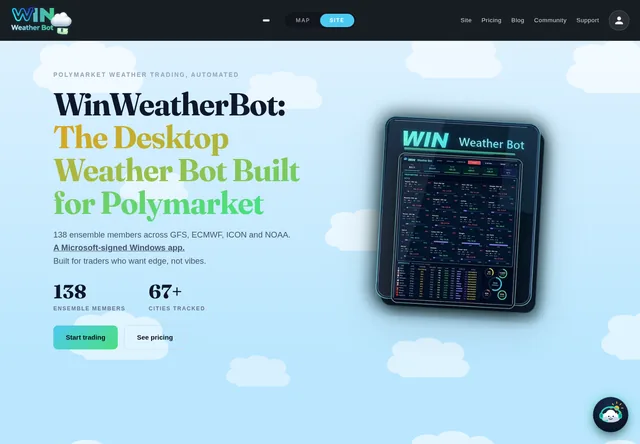 WinWeatherBot: Provider preview of the Windows weather-trading desktop application.