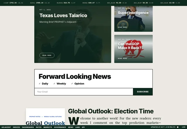 Adjacent: Editorial market research and newsletter archive.