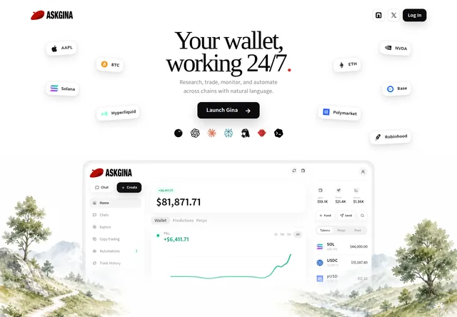 Ask Gina: Research-and-wallet assistant with an embedded product demonstration.