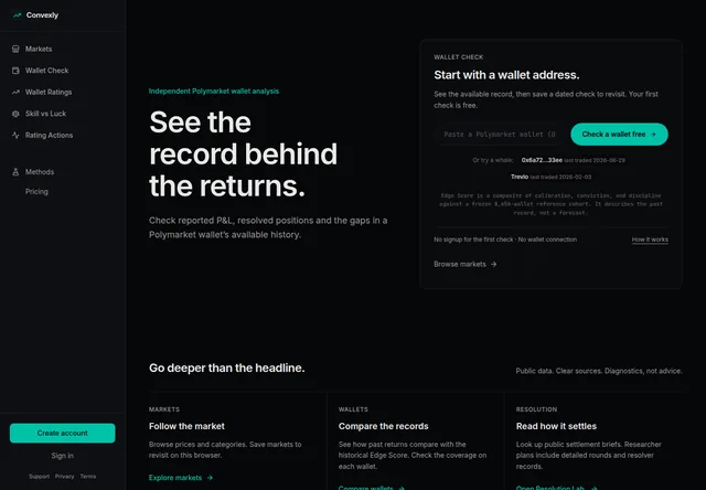 Convexly: Wallet search and portfolio-analysis entry point.