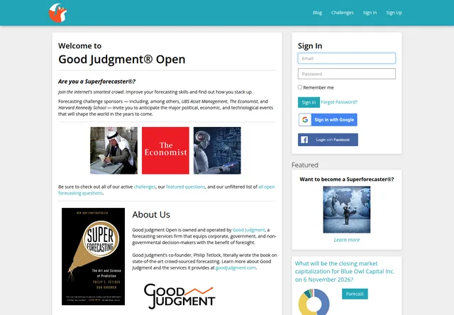 Good Judgment Open: Forecasting challenges and community question discovery.