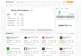 Pariflow: Market board with current outcome prices and categories.