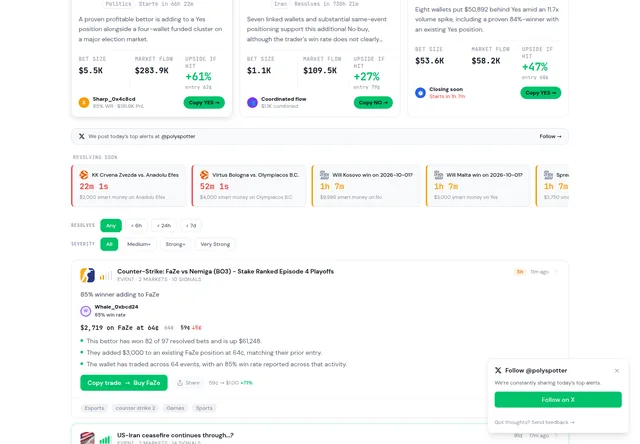 PolySpotter: Market commentary, tracked positions and copy-trade actions.