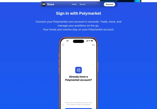 Share: Provider demonstration of signing in with a Polymarket account.