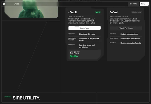 SIRE: Alpha vault and planned delta-vault strategies.