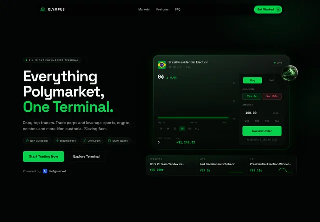 Olympus terminal overview and provider execution preview.