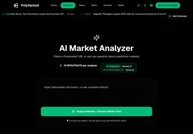 Polyfactual / Polyfacts: Market-link input and Polymarket, Kalshi and Predict.fun venue selection.