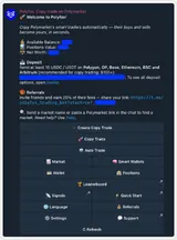Polyfox — Telegram main menu (official documentation)