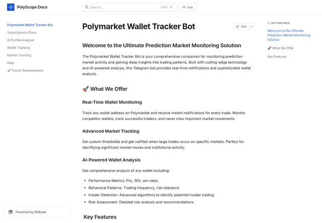 PolyScope Bot: Wallet and market-monitoring documentation.