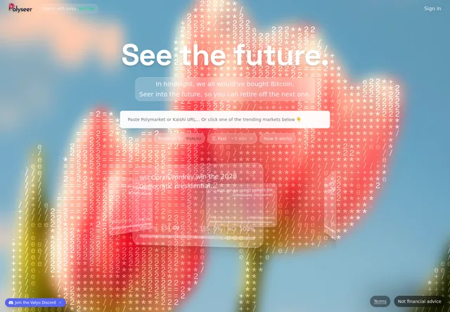 Polyseer: Market-link input and research entry page.