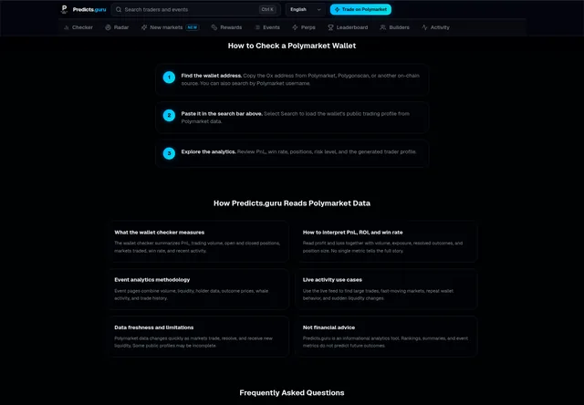 Predicts.guru: Predicts Guru — How to Check a Polymarket Wallet