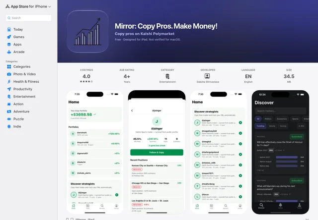Mirror — App Store listing and provider phone previews