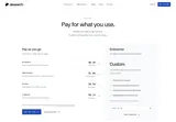 Desearch — forecasting research data: Usage-based search API prices and enterprise option.