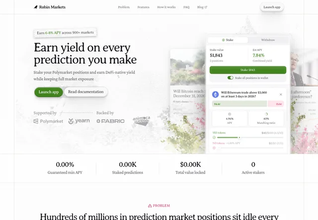 Robin: Position staking and yield product overview.
