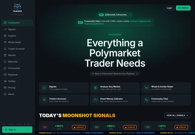 TrueOdds: Research dashboard entry point and signal modules.